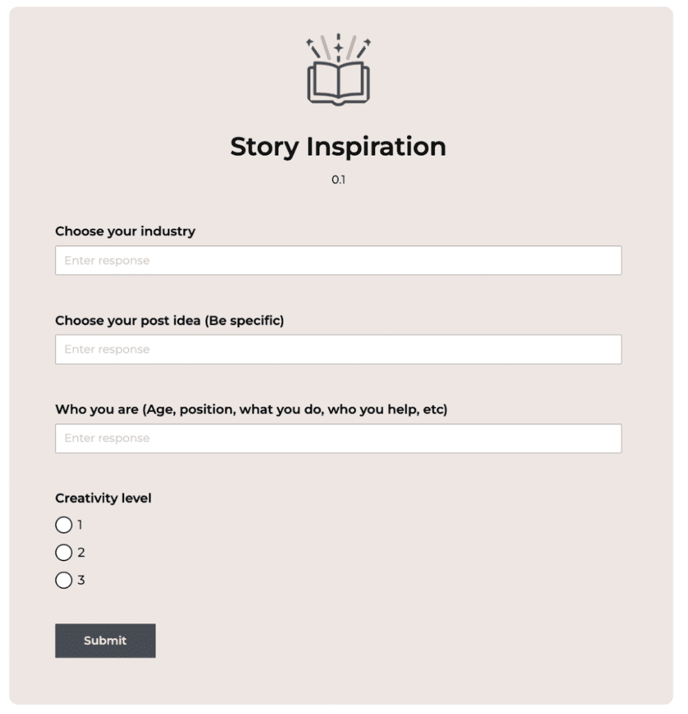 Linkedin story inspiration tool